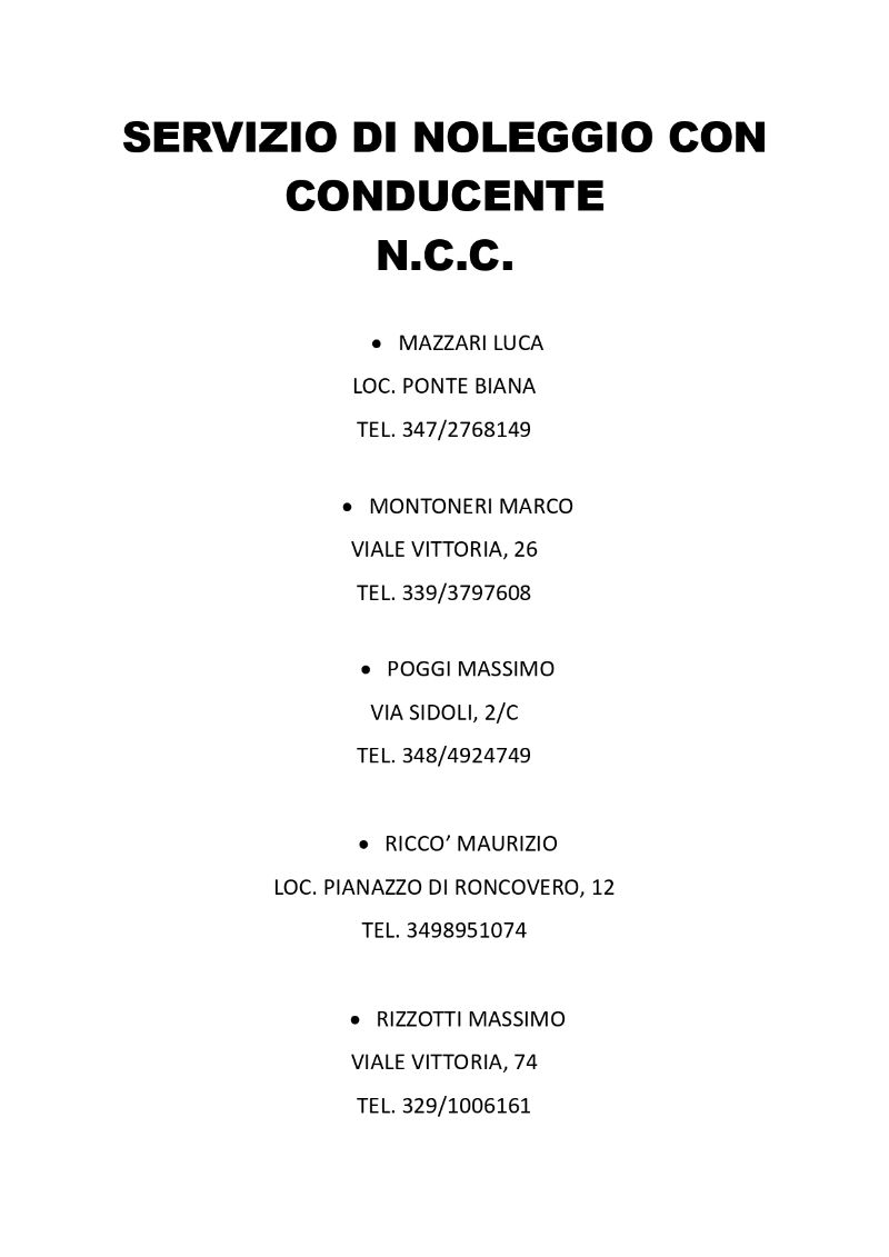 NUMERI TELEFONICI NCC