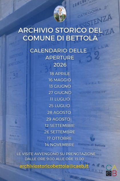 CALENDARIO APERTURA ARCHIVIO STORICO ANNO 2026