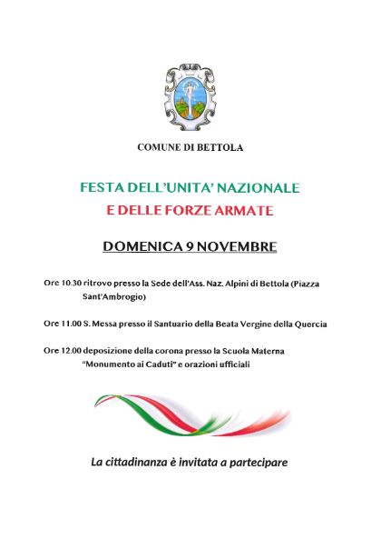 FESTA DELL'UNITA' NAZIONALE E DELLE FORZE ARMATE.